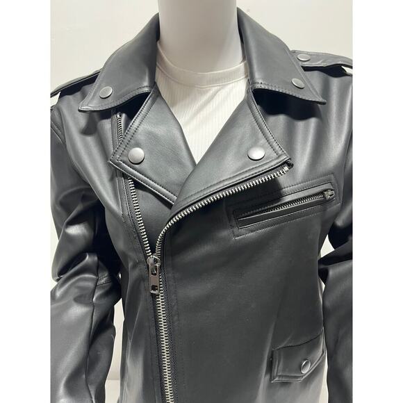 Bar III Faux Leather Moto Jacket Black Petite Small PS NWT - Picture 14 of 16